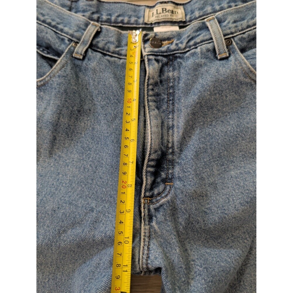 LL Bean Relaxed Fit Flannel Lined Blue Jeans Mens Size 35X30 GUC - Picture 9 of 12